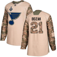 St. Louis Blues #21 Tyler Bozak Camo Authentic 2017 Veterans Day 2019 Stanley Cup Final Bound Stitched Hockey Jersey