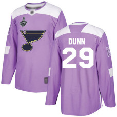 St. Louis Blues #29 Vince Dunn Purple Authentic Fights Cancer 2019 Stanley Cup Final Bound Stitched Hockey Jersey