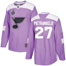 St. Louis Blues #27 Alex Pietrangelo Purple Authentic Fights Cancer 2019 Stanley Cup Final Bound Stitched Hockey Jersey