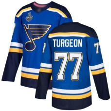 St. Louis Blues #77 Pierre Turgeon Blue Home Authentic 2019 Stanley Cup Final Bound Stitched Hockey Jersey