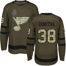 St. Louis Blues #38 Pavol Demitra Green Salute to Service 2019 Stanley Cup Final Bound Stitched Hockey Jersey