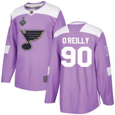 St. Louis Blues #90 Ryan O'Reilly Purple Authentic Fights Cancer 2019 Stanley Cup Final Bound Stitched Hockey Jersey