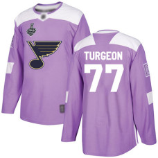 St. Louis Blues #77 Pierre Turgeon Purple Authentic Fights Cancer 2019 Stanley Cup Final Bound Stitched Hockey Jersey