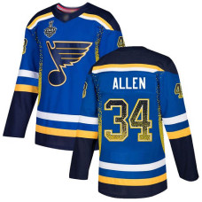 St. Louis Blues #34 Jake Allen Blue Home Authentic Drift Fashion 2019 Stanley Cup Final Bound Stitched Hockey Jersey