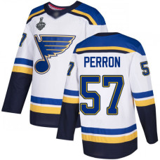 St. Louis Blues #57 David Perron White Road Authentic 2019 Stanley Cup Final Bound Stitched Hockey Jersey