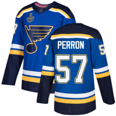 St. Louis Blues #57 David Perron Blue Home Authentic 2019 Stanley Cup Final Bound Stitched Hockey Jersey