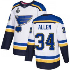 St. Louis Blues #34 Jake Allen White Road Authentic 2019 Stanley Cup Final Bound Stitched Hockey Jersey