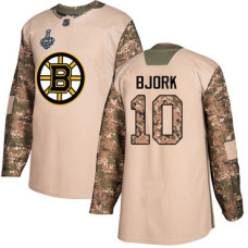 Boston Bruins #10 Anders Bjork Camo Authentic 2017 Veterans Day 2019 Stanley Cup Final Bound Stitched Hockey Jersey