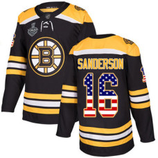 Boston Bruins #16 Derek Sanderson Black Home Authentic USA Flag 2019 Stanley Cup Final Bound Stitched Hockey Jersey