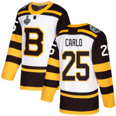 Boston Bruins #25 Brandon Carlo White Authentic 2019 Winter Classic 2019 Stanley Cup Final Bound Stitched Hockey Jersey