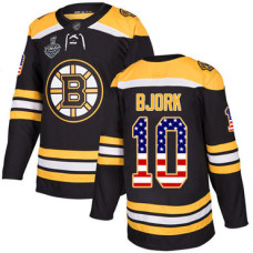 Boston Bruins #10 Anders Bjork Black Home Authentic USA Flag 2019 Stanley Cup Final Bound Stitched Hockey Jersey