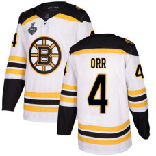 Boston Bruins #4 Bobby Orr White Road Authentic 2019 Stanley Cup Final Bound Stitched Hockey Jersey