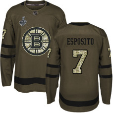 Boston Bruins #7 Phil Esposito Green Salute to Service 2019 Stanley Cup Final Bound Stitched Hockey Jersey