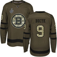 Boston Bruins #9 Johnny Bucyk Green Salute to Service 2019 Stanley Cup Final Bound Stitched Hockey Jersey