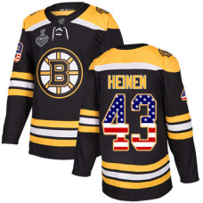 Boston Bruins #43 Danton Heinen Black Home Authentic USA Flag 2019 Stanley Cup Final Bound Stitched Hockey Jersey