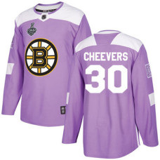 Boston Bruins #30 Gerry Cheevers Purple Authentic Fights Cancer 2019 Stanley Cup Final Bound Stitched Hockey Jersey