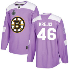 Boston Bruins #46 David Krejci Purple Authentic Fights Cancer 2019 Stanley Cup Final Bound Stitched Hockey Jersey