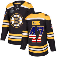 Boston Bruins #47 Torey Krug Black Home Authentic USA Flag 2019 Stanley Cup Final Bound Stitched Hockey Jersey