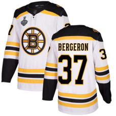 Boston Bruins #37 Patrice Bergeron White Road Authentic 2019 Stanley Cup Final Bound Stitched Hockey Jersey