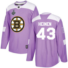 Boston Bruins #43 Danton Heinen Purple Authentic Fights Cancer 2019 Stanley Cup Final Bound Stitched Hockey Jersey