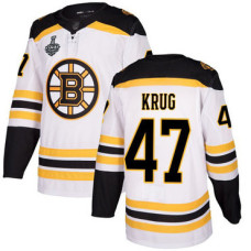 Boston Bruins #47 Torey Krug White Road Authentic 2019 Stanley Cup Final Bound Stitched Hockey Jersey