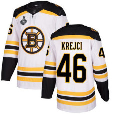 Boston Bruins #46 David Krejci White Road Authentic 2019 Stanley Cup Final Bound Stitched Hockey Jersey