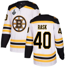 Boston Bruins #40 Tuukka Rask White Road Authentic 2019 Stanley Cup Final Bound Stitched Hockey Jersey