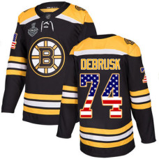 Boston Bruins #74 Jake DeBrusk Black Home Authentic USA Flag 2019 Stanley Cup Final Bound Stitched Hockey Jersey