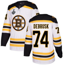 Boston Bruins #74 Jake DeBrusk White Road Authentic 2019 Stanley Cup Final Bound Stitched Hockey Jersey