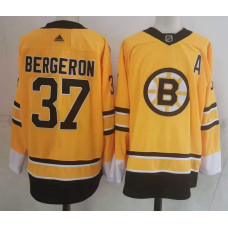 Boston Bruins #37 Patrice Bergeron Yellow 2020-21 Stitched Jersey