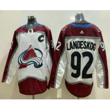 Colorado Avalanche #92 Gabriel Landeskog White Stitched With Jersey 2022 Stanley Cup Champions Patch