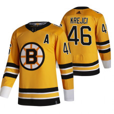 Boston Bruins #46 David Krejci Yellow 2020-21 Reverse Retro Alternate Jersey