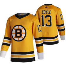 Boston Bruins #13 Charlie Coyle Yellow 2020-21 Reverse Retro Alternate Jersey