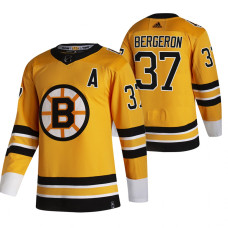 Boston Bruins #37 Patrice Bergeron Yellow 2020-21 Reverse Retro Alternate Jersey