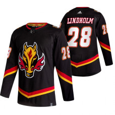 Calgary Flames #28 Elias Lindholm Black 2020-21 Reverse Retro Alternate Jersey