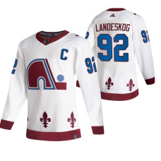 Colorado Avalanche #92 Gabriel Landeskog White Reverse Retro Alternate With Jersey 2022 Stanley Cup Champions Patch