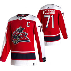 Columbus Blue Jackets #71 Nick Foligno Red 2020-21 Reverse Retro Alternate Jersey