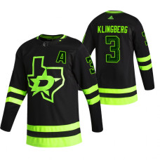 Dallas Stars #3 John Klingberg Black 2020-21 Reverse Retro Alternate Jersey