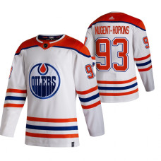 Edmonton Oilers #93 Ryan Nugent-Hopkins White 2020-21 Reverse Retro Alternate Jersey