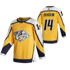 Nashville Predators #14 Mattias Ekholm Yellow 2020-21 Reverse Retro Alternate Jersey