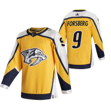 Nashville Predators #9 Filip Forsberg Yellow 2020-21 Reverse Retro Alternate Jersey