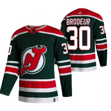 New Jersey Devils #30 Martin Brodeur Green 2020-21 Reverse Retro Alternate Jersey