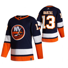 New York Islanders #13 Mathew Barzal Navy Blue 2020-21 Reverse Retro Alternate Jersey