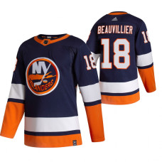 New York Islanders #18 Anthony Beauvillier Navy Blue 2020-21 Reverse Retro Alternate Jersey