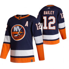 New York Islanders #12 Josh Bailey Navy Blue 2020-21 Reverse Retro Alternate Jersey