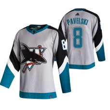 San Jose Sharks #8 Joe Pavelski Gray 2020-21 Reverse Retro Alternate Jersey