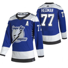 Tampa Bay Lightning #77 Victor Hedman Blue Reverse Retro Alternate Jersey 2022 Stanley Cup Finals Patch