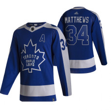 Toronto Maple Leafs #34 Auston Matthews Blue 2020-21 Reverse Retro Alternate Jersey