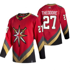 Vegas Golden Knights #27 Shea Theodore Red Reverse Retro Alternate Jersey With 2023 Stanley Cup Patch