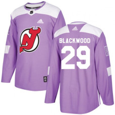 New Jersey Devils Authentic #29 Mackenzie Blackwood Fights Cancer Practice Jersey - Purple